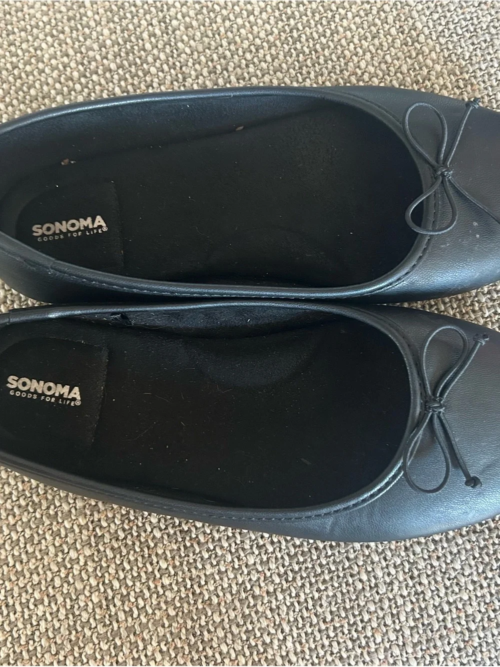 SONOMA Black Round-Toe Ballet Flats with Bow Accent